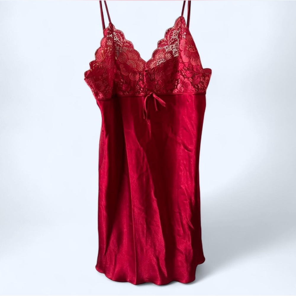 Unique Vintage Scarlet Lace Slip Top